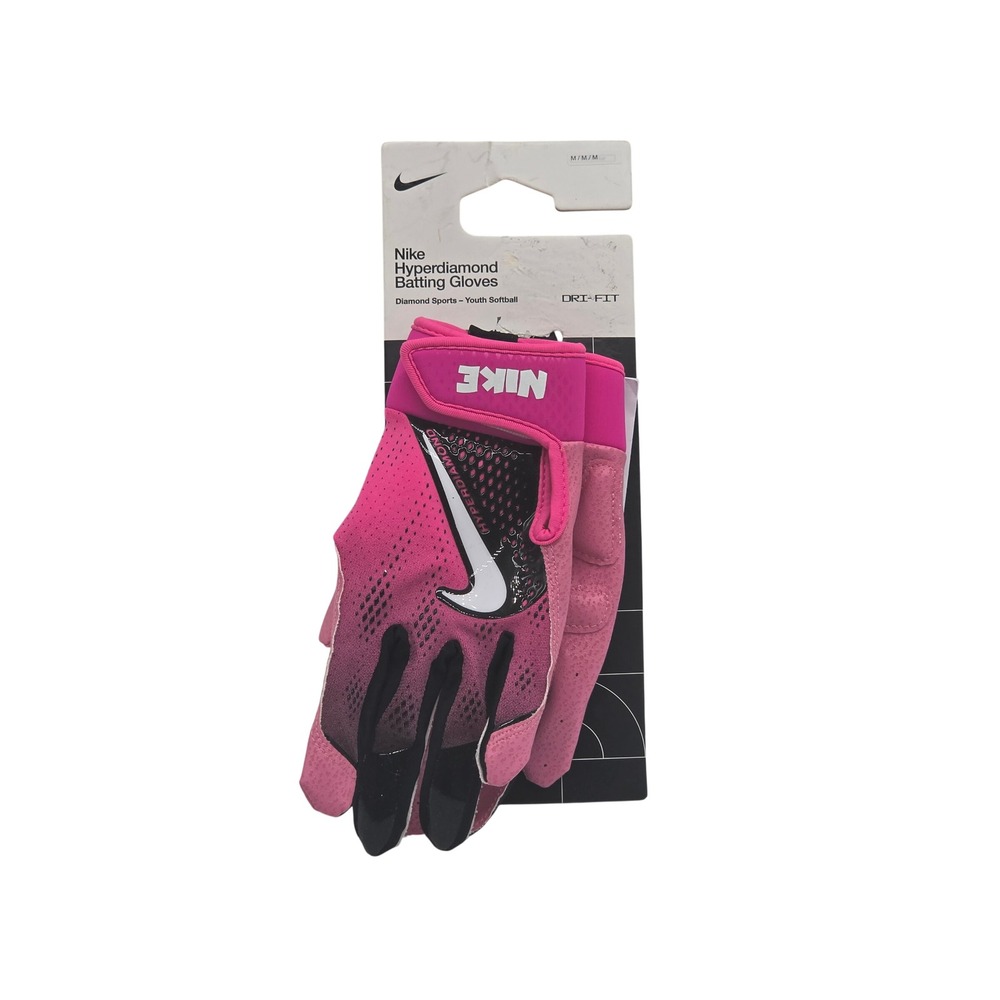 Nike Hyperdiamond 3.0 Batting Gloves Youth Girls M Pink Black N.100.9789.080.MD
